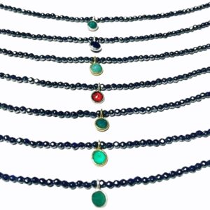 Gargantilla Minerales Negros con Piedra de Color