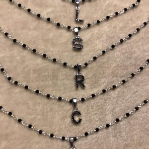 Rosario Negro con Inicial Circonitas